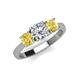 4 - Quyen GIA Certified 2.06 ctw (6.50 mm) Round Natural Diamond and Yellow Sapphire Three Stone Engagement Ring 