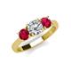 4 - Quyen GIA Certified 2.10 ctw (6.50 mm) Round Natural Diamond and Ruby Three Stone Engagement Ring 