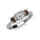 4 - Quyen GIA Certified 1.95 ctw (6.50 mm) Round Natural Diamond and Smoky Quartz Three Stone Engagement Ring 