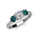4 - Quyen GIA Certified 2.00 ctw (6.50 mm) Round Natural Diamond and London Blue Topaz Three Stone Engagement Ring 