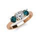 4 - Quyen GIA Certified 2.00 ctw (6.50 mm) Round Natural Diamond and London Blue Topaz Three Stone Engagement Ring 