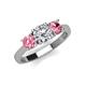 4 - Quyen GIA Certified 1.80 ctw (6.50 mm) Round Natural Diamond and Pink Tourmaline Three Stone Engagement Ring 