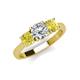 4 - Quyen GIA Certified 2.00 ctw (6.50 mm) Round Natural Diamond and Yellow Diamond Three Stone Engagement Ring 