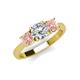 4 - Quyen GIA Certified 1.96 ctw (6.50 mm) Round Natural Diamond and Morganite Three Stone Engagement Ring 