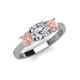 4 - Quyen GIA Certified 1.96 ctw (6.50 mm) Round Natural Diamond and Morganite Three Stone Engagement Ring 