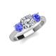 4 - Quyen GIA Certified 2.19 ctw (7.00 mm) Round Natural Diamond and Tanzanite Three Stone Engagement Ring 