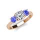 4 - Quyen GIA Certified 2.19 ctw (7.00 mm) Round Natural Diamond and Tanzanite Three Stone Engagement Ring 