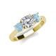 4 - Quyen GIA Certified 2.05 ctw (7.00 mm) Round Natural Diamond and Aquamarine Three Stone Engagement Ring 