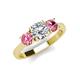 4 - Quyen GIA Certified 2.05 ctw (7.00 mm) Round Natural Diamond and Pink Tourmaline Three Stone Engagement Ring 