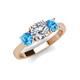 4 - Quyen GIA Certified 2.25 ctw (7.00 mm) Round Natural Diamond and Blue Topaz Three Stone Engagement Ring 