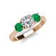 4 - Quyen GIA Certified 2.05 ctw (7.00 mm) Round Natural Diamond and Emerald Three Stone Engagement Ring 