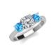 4 - Quyen GIA Certified 2.25 ctw (7.00 mm) Round Natural Diamond and Blue Topaz Three Stone Engagement Ring 