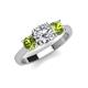 4 - Quyen GIA Certified 2.25 ctw (7.00 mm) Round Natural Diamond and Peridot Three Stone Engagement Ring 