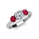 4 - Quyen GIA Certified 2.35 ctw (7.00 mm) Round Natural Diamond and Ruby Three Stone Engagement Ring 