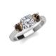 4 - Quyen GIA Certified 2.20 ctw (7.00 mm) Round Natural Diamond and Smoky Quartz Three Stone Engagement Ring 