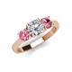 4 - Quyen GIA Certified 2.05 ctw (7.00 mm) Round Natural Diamond and Pink Tourmaline Three Stone Engagement Ring 