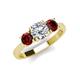 4 - Quyen GIA Certified 2.51 ctw (7.00 mm) Round Natural Diamond and Red Garnet Three Stone Engagement Ring 