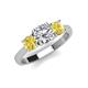4 - Quyen GIA Certified 2.31 ctw (7.00 mm) Round Natural Diamond and Yellow Sapphire Three Stone Engagement Ring 