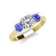4 - Quyen GIA Certified 2.19 ctw (7.00 mm) Round Natural Diamond and Tanzanite Three Stone Engagement Ring 