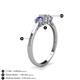 4 - Quyen 0.53 ctw (4.00 mm) Round Natural Diamond and Tanzanite Three Stone Engagement Ring  