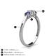 4 - Quyen 0.49 ctw (4.00 mm) Round Natural Diamond and Iolite Three Stone Engagement Ring  