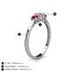 4 - Quyen 0.54 ctw (4.00 mm) Round Natural Diamond and Ruby Three Stone Engagement Ring  