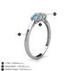 4 - Quyen 0.53 ctw (4.00 mm) Round Natural Diamond and Blue Topaz Three Stone Engagement Ring  