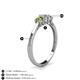 4 - Quyen 0.57 ctw (4.00 mm) Round Natural Diamond and Peridot Three Stone Engagement Ring  