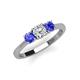 3 - Quyen 0.98 ctw (5.00 mm) Round Natural Diamond and Tanzanite Three Stone Engagement Ring  