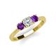 3 - Quyen 0.90 ctw (5.00 mm) Round Natural Diamond and Amethyst Three Stone Engagement Ring  