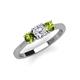 3 - Quyen 1.13 ctw (5.00 mm) Round Natural Diamond and Peridot Three Stone Engagement Ring  