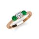 3 - Quyen 1.00 ctw (5.00 mm) Round Natural Diamond and Emerald Three Stone Engagement Ring  