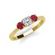3 - Quyen 1.03 ctw (5.00 mm) Round Natural Diamond and Ruby Three Stone Engagement Ring  