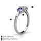 4 - Quyen 0.98 ctw (5.00 mm) Round Natural Diamond and Tanzanite Three Stone Engagement Ring  