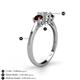 4 - Quyen 1.14 ctw (5.00 mm) Round Natural Diamond and Red Garnet Three Stone Engagement Ring  