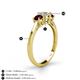 4 - Quyen 1.14 ctw (5.00 mm) Round Natural Diamond and Red Garnet Three Stone Engagement Ring  