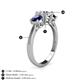 5 - Quyen GIA Certified 2.40 ctw (6.50 mm) Round Natural Diamond and Blue Sapphire Three Stone Engagement Ring 