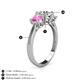 5 - Quyen GIA Certified 2.05 ctw (6.50 mm) Round Natural Diamond and Pink Sapphire Three Stone Engagement Ring 