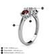 5 - Quyen GIA Certified 2.26 ctw (6.50 mm) Round Natural Diamond and Red Garnet Three Stone Engagement Ring 