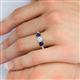 6 - Quyen GIA Certified 2.40 ctw (6.50 mm) Round Natural Diamond and Blue Sapphire Three Stone Engagement Ring 