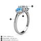 5 - Quyen GIA Certified 2.00 ctw (6.50 mm) Round Natural Diamond and Blue Topaz Three Stone Engagement Ring 