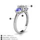 5 - Quyen GIA Certified 2.19 ctw (7.00 mm) Round Natural Diamond and Tanzanite Three Stone Engagement Ring 