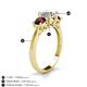 5 - Quyen GIA Certified 2.51 ctw (7.00 mm) Round Natural Diamond and Red Garnet Three Stone Engagement Ring 