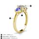5 - Quyen GIA Certified 2.19 ctw (7.00 mm) Round Natural Diamond and Tanzanite Three Stone Engagement Ring 