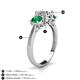 5 - Quyen GIA Certified 2.05 ctw (7.00 mm) Round Natural Diamond and Emerald Three Stone Engagement Ring 