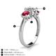 5 - Quyen GIA Certified 2.35 ctw (7.00 mm) Round Natural Diamond and Ruby Three Stone Engagement Ring 