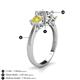 5 - Quyen GIA Certified 2.25 ctw (7.00 mm) Round Natural Diamond and Yellow Diamond Three Stone Engagement Ring 