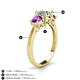 5 - Quyen GIA Certified 2.05 ctw (7.00 mm) Round Natural Diamond and Amethyst Three Stone Engagement Ring 