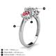 5 - Quyen GIA Certified 2.05 ctw (7.00 mm) Round Natural Diamond and Pink Tourmaline Three Stone Engagement Ring 