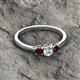 2 - Quyen 0.57 ctw (4.00 mm) Round Red Garnet and Lab Grown Diamond Three Stone Engagement Ring  